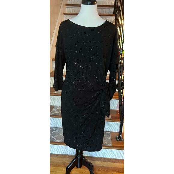 Robbie Bee Dresses & Skirts - Black Shimmer Faux Wrap / Side Knot Dress – XL